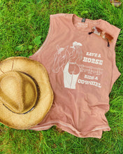 Load image into Gallery viewer, “Save a Horse”… Brown Muscle Tank
