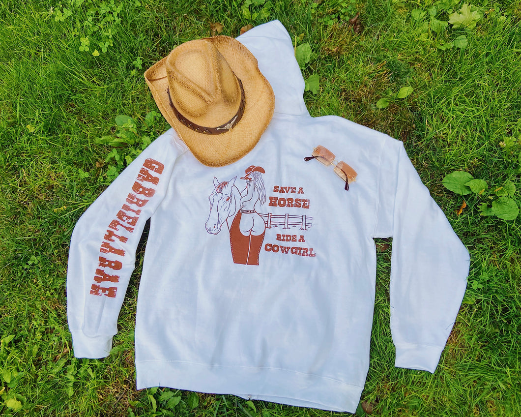 “Save a Horse”… White Zip-Up Hoodie
